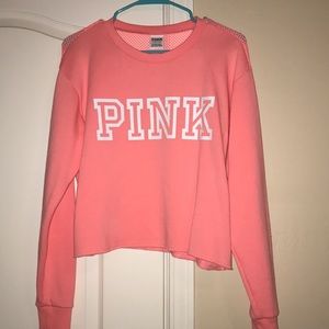 PINK Practically New Coral Crop Sweater